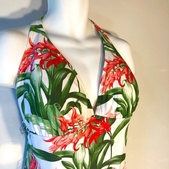 Catalina SZ 3X Tropical Halter One Piece Figure Flattering Swimsuit Beach Travel - Picture 2 of 6